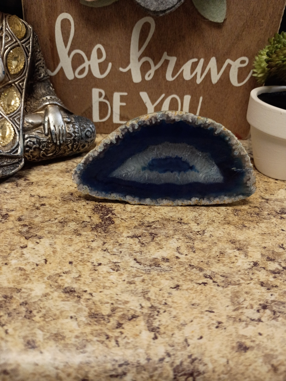 Blue Agate Geode From Brazil Decorative Accent - Picture 5 of 9